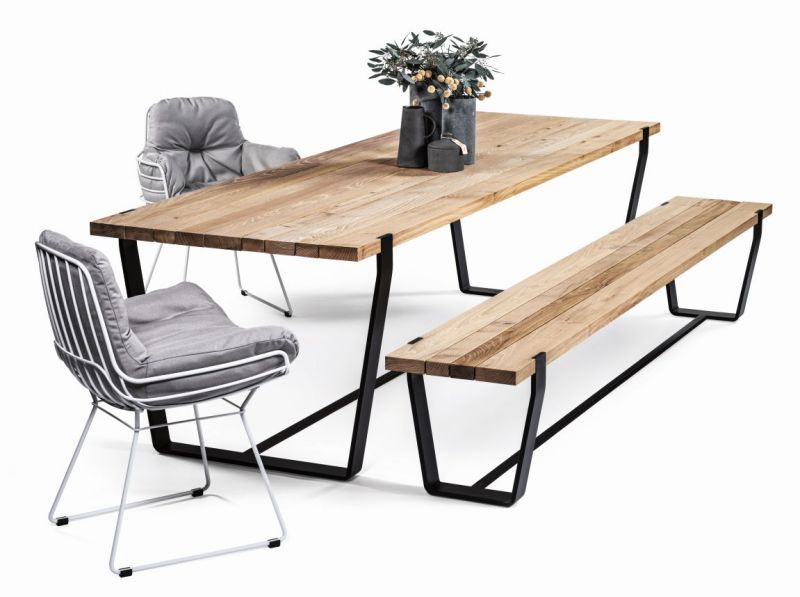 BB 12 Clamp Outdoor Bench Acacia brushed oiled Janua 